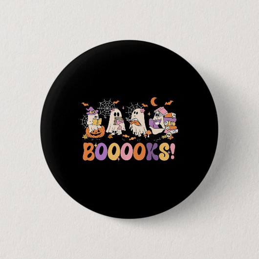 Funny Ghost Book Reading Halloween Booooks Lover T Button (Vorderseite)