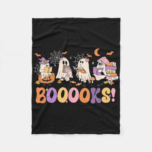 Funny Ghost Book Reading Halloween Booooks Lover T Fleecedecke (Vorderseite)