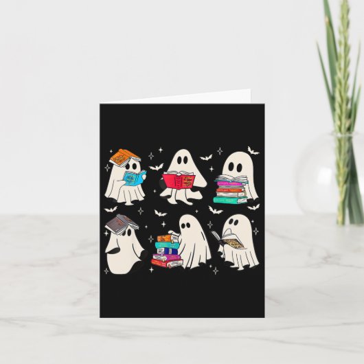 Funny Ghost Book Reading Halloween Bücher Lover Te Karte (Vorderseite)