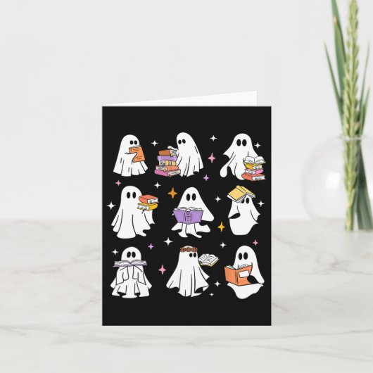 Funny Ghost Book Reading Halloween Bücher Lover Te Karte (Vorderseite)