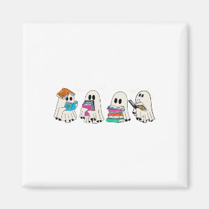 Funny Ghost Book Reading Halloween Bücher Lover Te Magnet