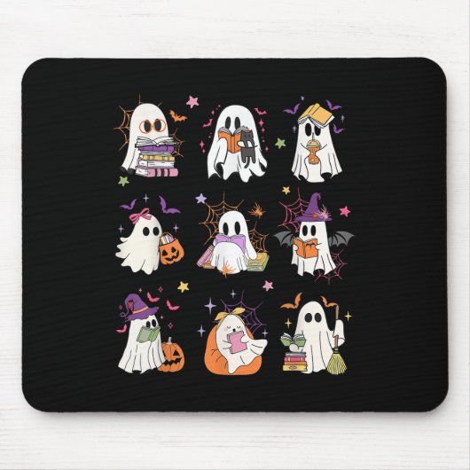 Funny Ghost Book Reading Halloween Bücher Lover Te Mousepad (Vorne)