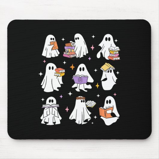 Funny Ghost Book Reading Halloween Bücher Lover Te Mousepad (Vorne)