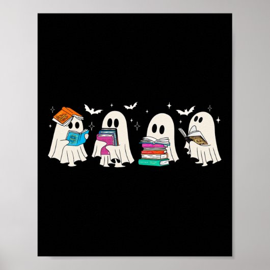 Funny Ghost Book Reading Halloween Bücher Lover Te Poster (Vorne)
