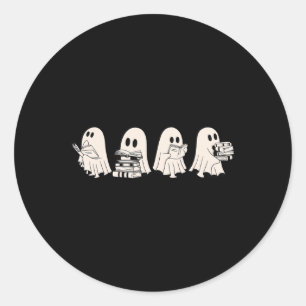 Funny Ghost Book Reading Halloween Bücher Lover Te Runder Aufkleber