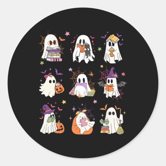 Funny Ghost Book Reading Halloween Bücher Lover Te Runder Aufkleber (Vorderseite)