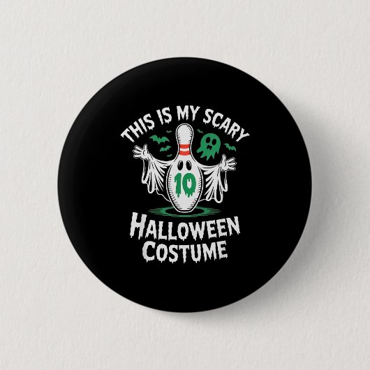Funny Ghost Bowling League Team Halloween Humor Te Button (Vorderseite)