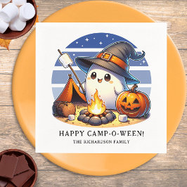 Funny Ghost Camping Halloween Happy Camp-o-ween Serviette