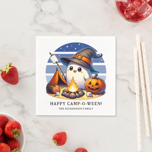 Funny Ghost Camping Halloween Happy Camp-o-ween Serviette (Beispiel)