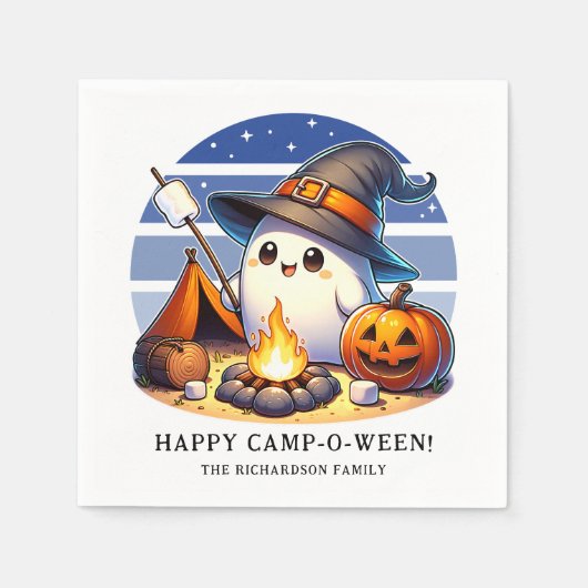 Funny Ghost Camping Halloween Happy Camp-o-ween Serviette (Vorderseite)