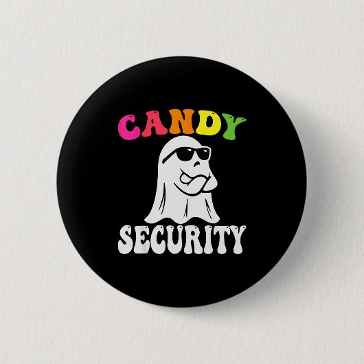 Funny Ghost Candy Security Halloween Costume Hallo Button (Vorderseite)