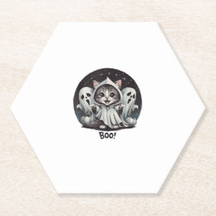 Funny Ghost Cat Boo Halloween Animal Ghost Kitty T Untersetzer