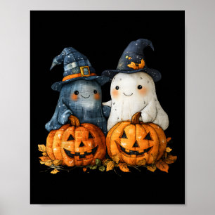 Funny Ghost Couple Bestie mit Pumpkins Halloween Poster