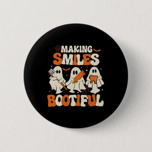 Funny Ghost Dentist Halloween Making Lächeln Booti Button
