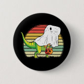 Funny Ghost Dinosaur Halloween Button (Vorderseite)