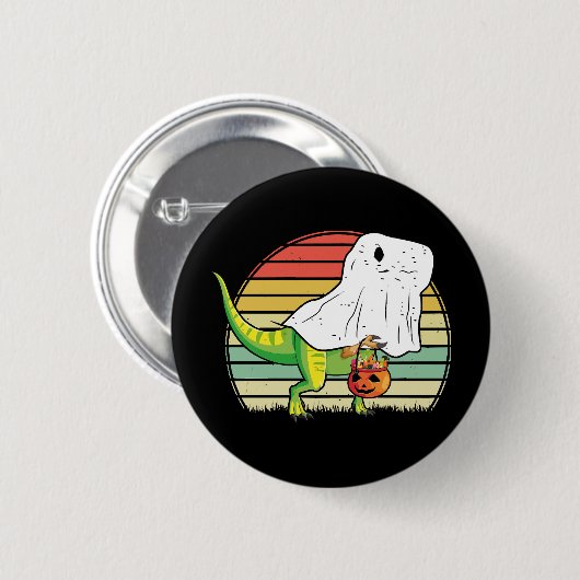 Funny Ghost Dinosaur Halloween Button (Vorne & Hinten)
