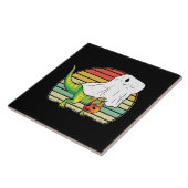 Funny Ghost Dinosaur Halloween Fliese (Seite)