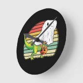 Funny Ghost Dinosaur Halloween Runde Wanduhr (Winkel)
