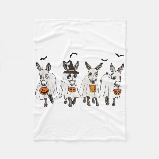 Funny Ghost Donkey Hallowen Donkey Lover Bauer Ha Fleecedecke (Vorderseite)