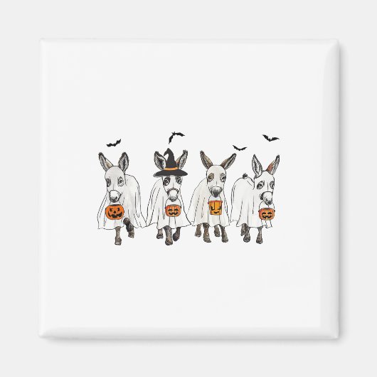 Funny Ghost Donkey Hallowen Donkey Lover Bauer Ha Magnet (Vorne)