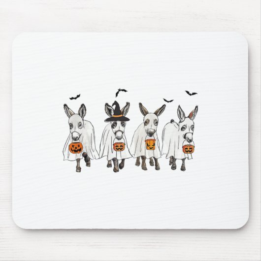 Funny Ghost Donkey Hallowen Donkey Lover Bauer Ha Mousepad (Vorne)