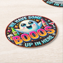 Funny Ghost Drinking Booos Halloween-Party Gefalle Runder Pappuntersetzer