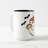 Funny Ghost Eating Tacos Spooky Taco Halloween Foo Zweifarbige Tasse (Vorderseite Links)