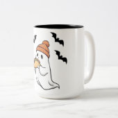 Funny Ghost Eating Tacos Spooky Taco Halloween Foo Zweifarbige Tasse (VorderseiteRechts)