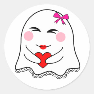 Funny Ghost emoji! Runder Aufkleber