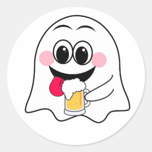 Funny Ghost emoji! Runder Aufkleber