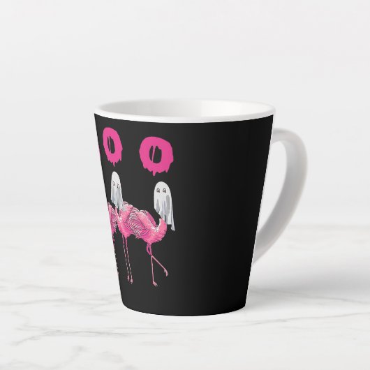 Funny Ghost Flamingo Boo Halloween Kostümgeschenke Milchtasse (Rechte Ecke)