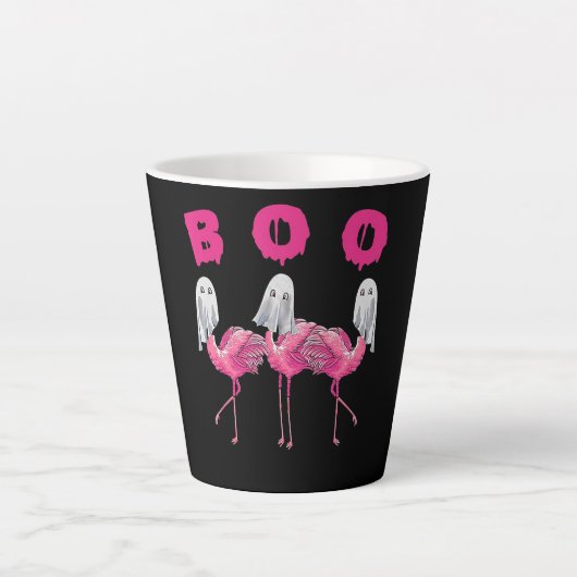 Funny Ghost Flamingo Boo Halloween Kostümgeschenke Milchtasse (Vorderseite)