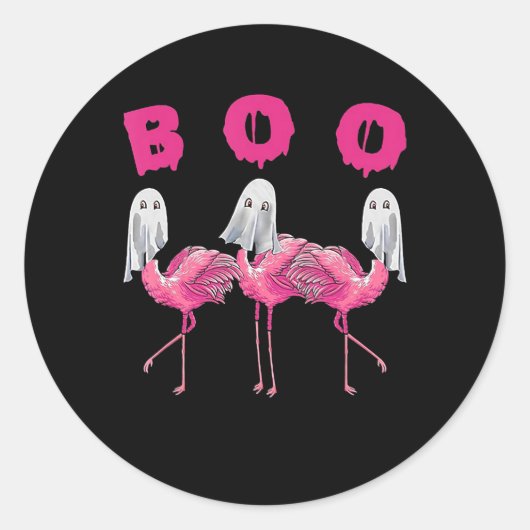 Funny Ghost Flamingo Boo Halloween Kostümgeschenke Runder Aufkleber (Vorderseite)