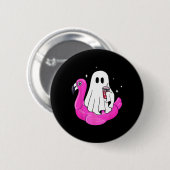 Funny Ghost Flamingo Float Pool Spooky Sommer Summ Button (Vorne & Hinten)