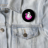 Funny Ghost Flamingo Float Pool Spooky Sommer Summ Button (Beispiel)