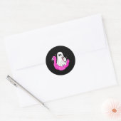 Funny Ghost Flamingo Float Pool Spooky Sommer Summ Runder Aufkleber (Umschlag)