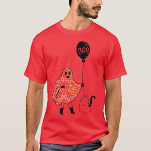Funny Ghost Girl Niedlich Ghost Cat Halloween Pock T-Shirt