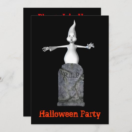 Funny Ghost Grabstein Halloween Einladung (Vorne/Hinten)