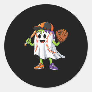 Funny Ghost Halloween Baseball Tropfen Boys Girls  Runder Aufkleber