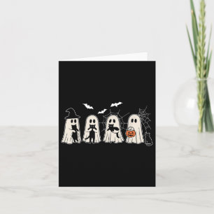 Funny Ghost hält ein Schwarzes Katzen Halloween Gh Karte
