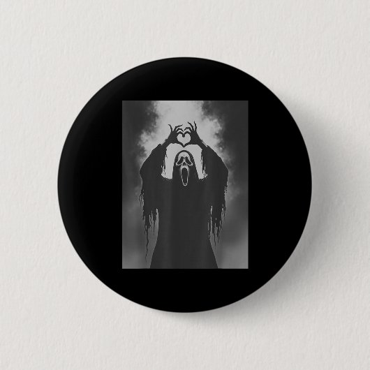 Funny Ghost Hand Herz Sign Spooky Kostüm Hallowe Button (Vorderseite)