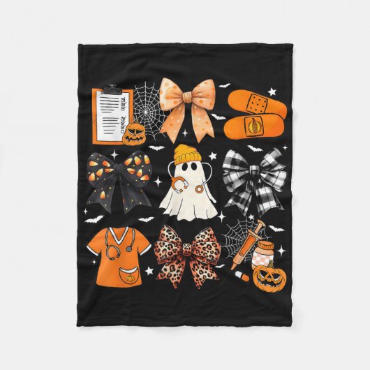 Funny Ghost Happy Halloween Coquette Bow Spooky Se Fleecedecke (Vorderseite)
