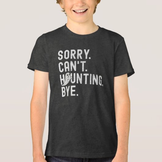Funny Ghost Haunting Retro Halloween Tri-Blend Shirt (Vorderseite)