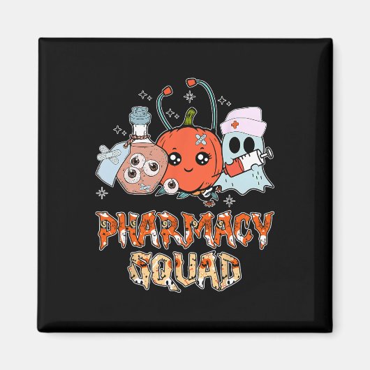 Funny Ghost Hexch Pumpkin Pills Pharmacy Squad Hal Magnet (Vorne)