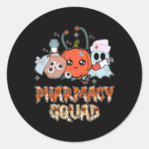 Funny Ghost Hexch Pumpkin Pills Pharmacy Squad Hal Runder Aufkleber