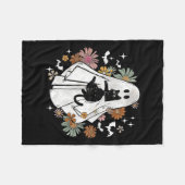 Funny Ghost Holding Black Cat Halloween Ghost Cat Fleecedecke (Vorderseite (Horizontal))