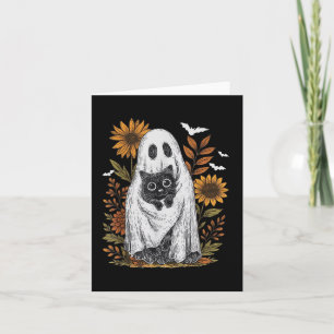 Funny Ghost Holding Black Cat Halloween Ghost Cat Karte