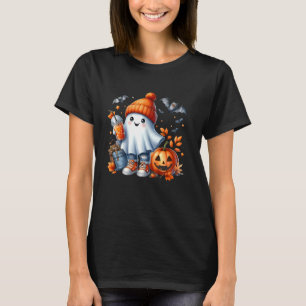 Funny Ghost Kaffee Kürbislaterne Spooky Jahreszeit T-Shirt