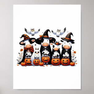 Funny Ghost Kühe Halloween Tiere Kuh Owls Spooky Poster