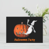 Funny Ghost Kürbislaterne Halloween Einladung (Stehend Vorderseite)